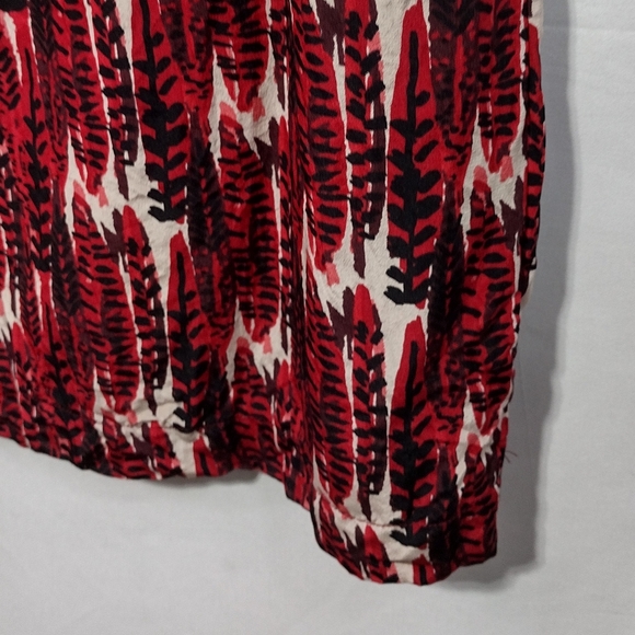 Fossil 100% Silk Artsy Shirt Dress Women's S Red Cottagecore Peasant Retro 90s - Picture 4 of 9